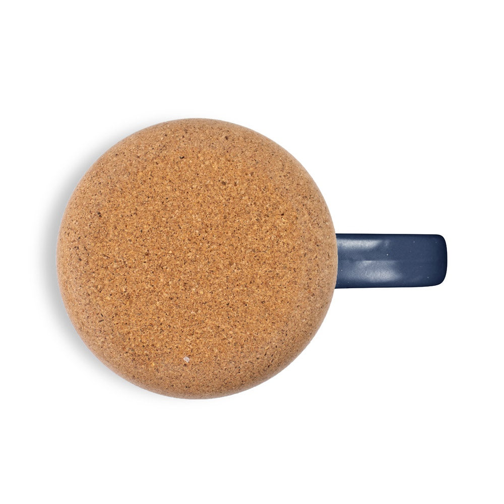 CONSTELLATION CORK promotional mug in navy blue (detail view) with custom logo branding