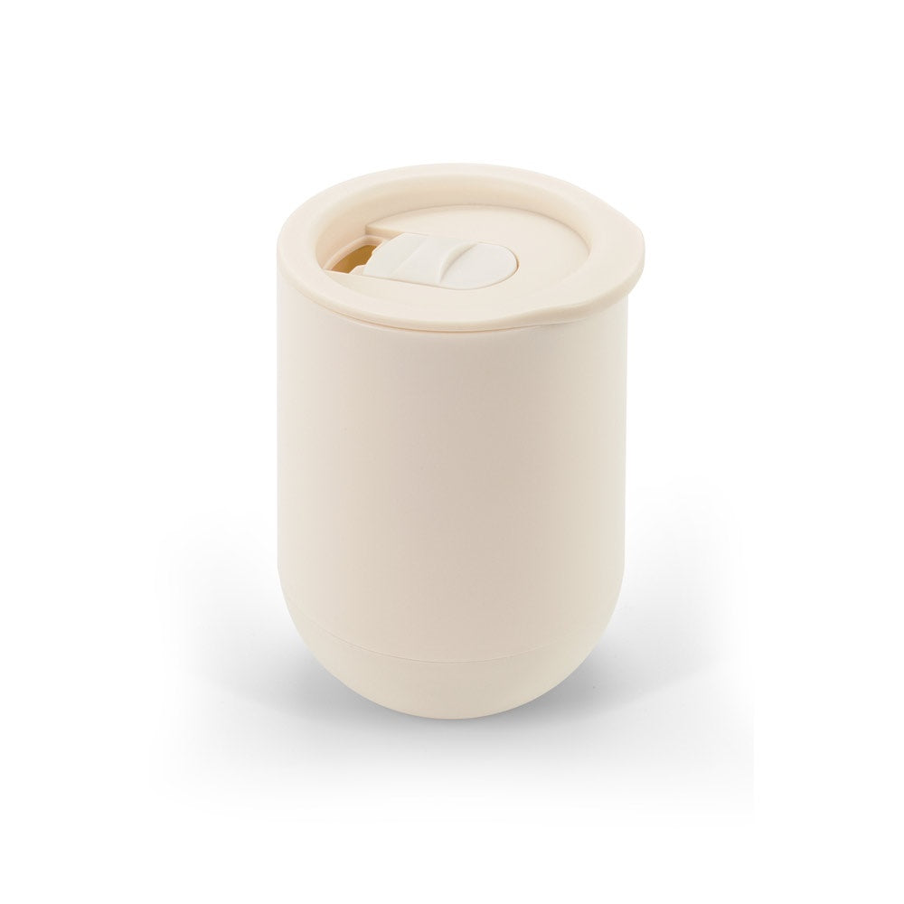 ADLINGTON promotional travel cup in pastel white (detail view) with custom logo branding