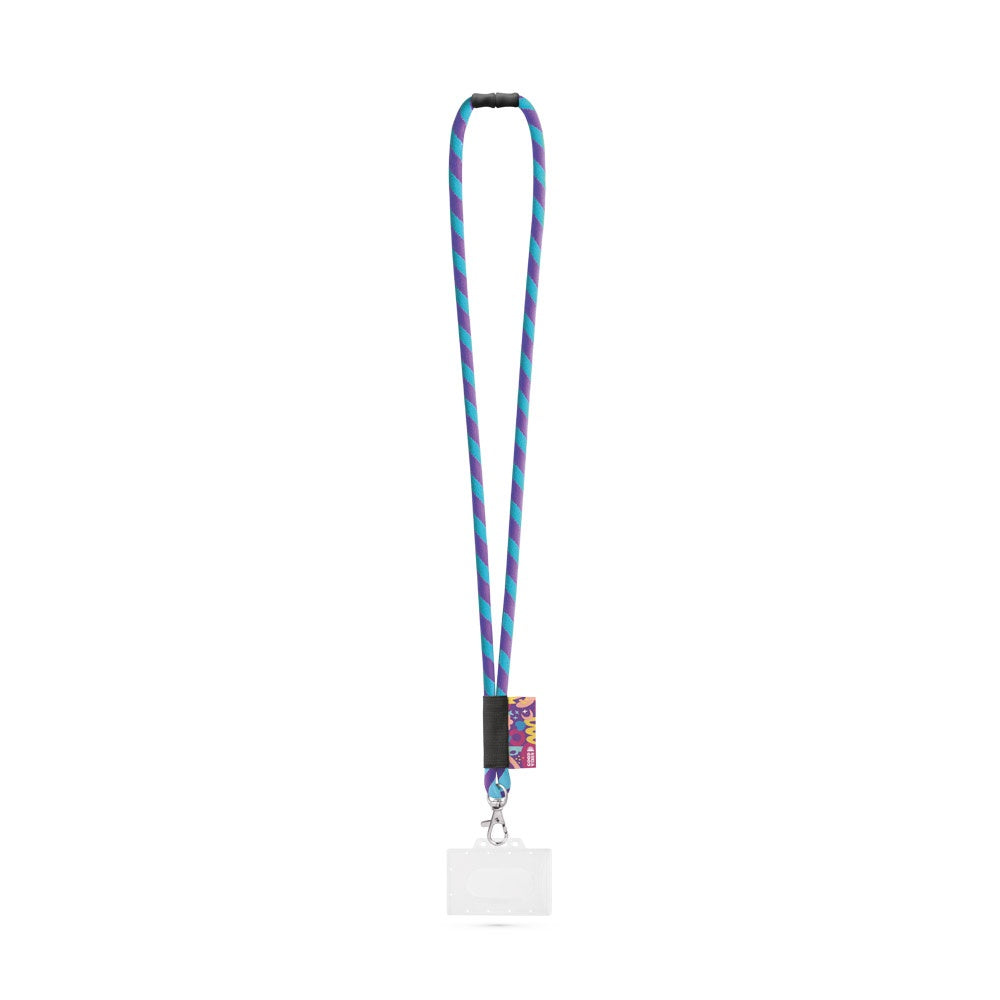 WATFORD promotional lanyard in purple/light blue with custom logo branding