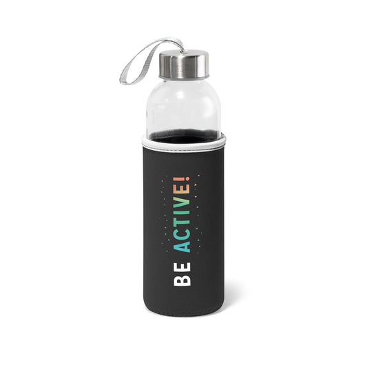 RAISE promotional bottle in black with custom logo branding