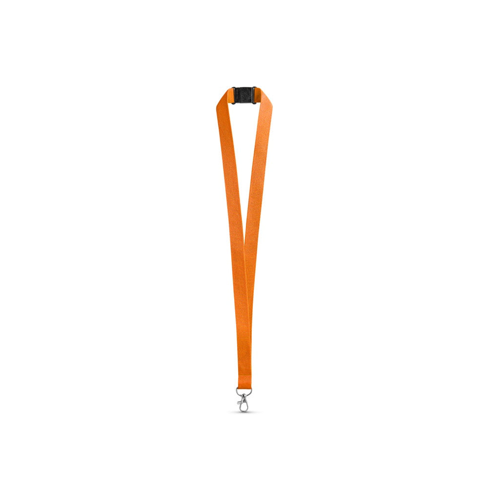 LEEDS promotional lanyard in orange with custom logo branding