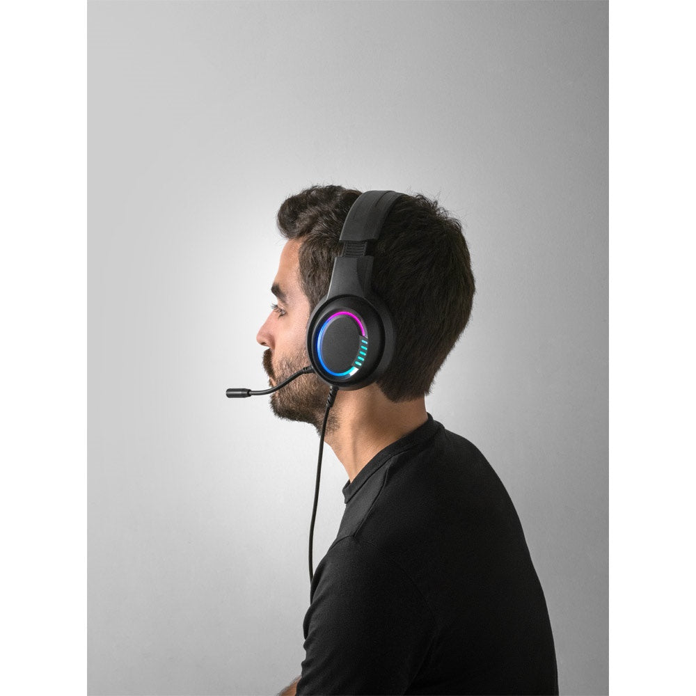 Thorne Headset RGB promotional headphones in black (detail view) with custom logo branding