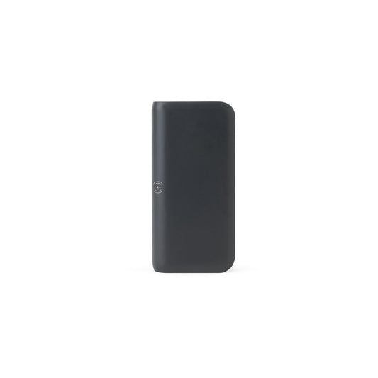 BECKER 20 promotional power bank in black (detail view) with custom logo branding