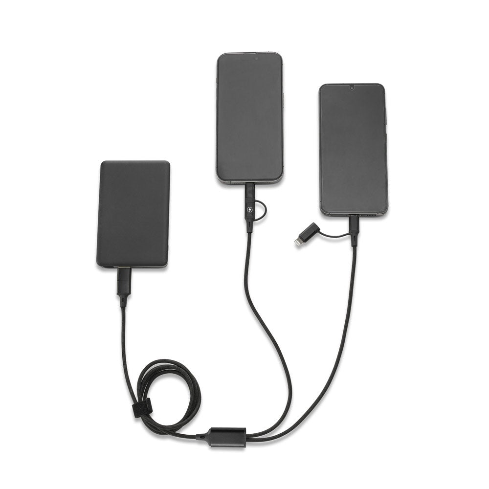 BERTOZZI promotional power bank in black (detail view) with custom logo branding