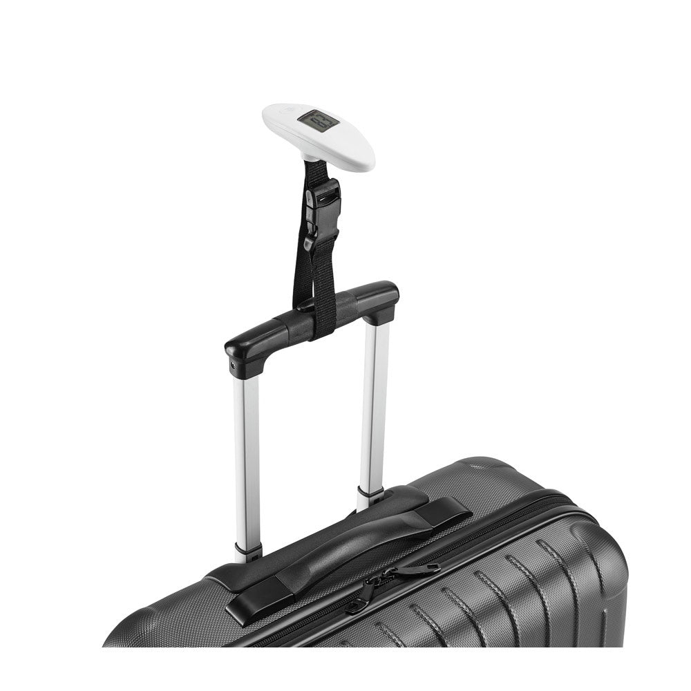 CHECKIN promotional travel accessory in white (detail view) with custom logo branding
