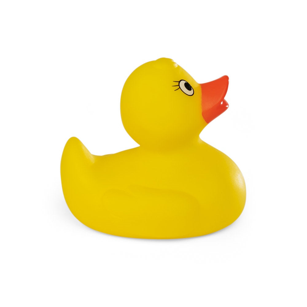 DUCK promotional game in yellow (detail view) with custom logo branding