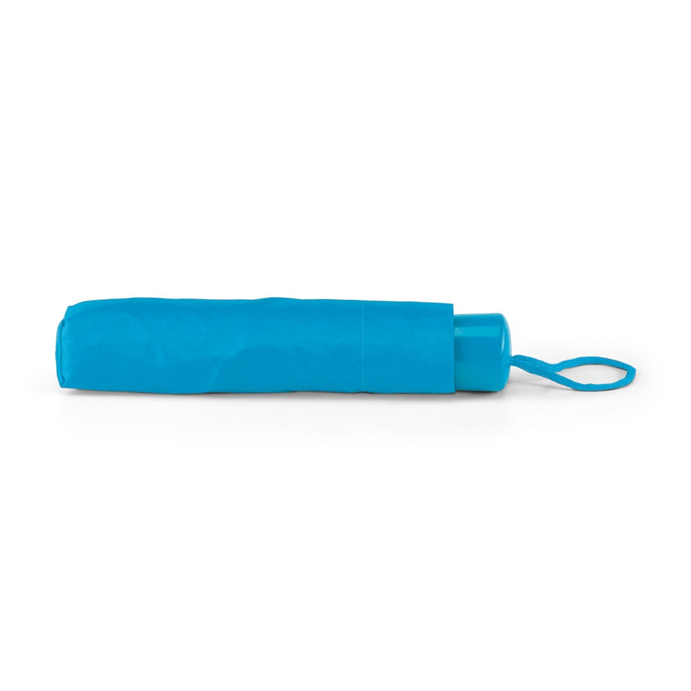 MARIA promotional umbrella in light blue (detail view) with custom logo branding