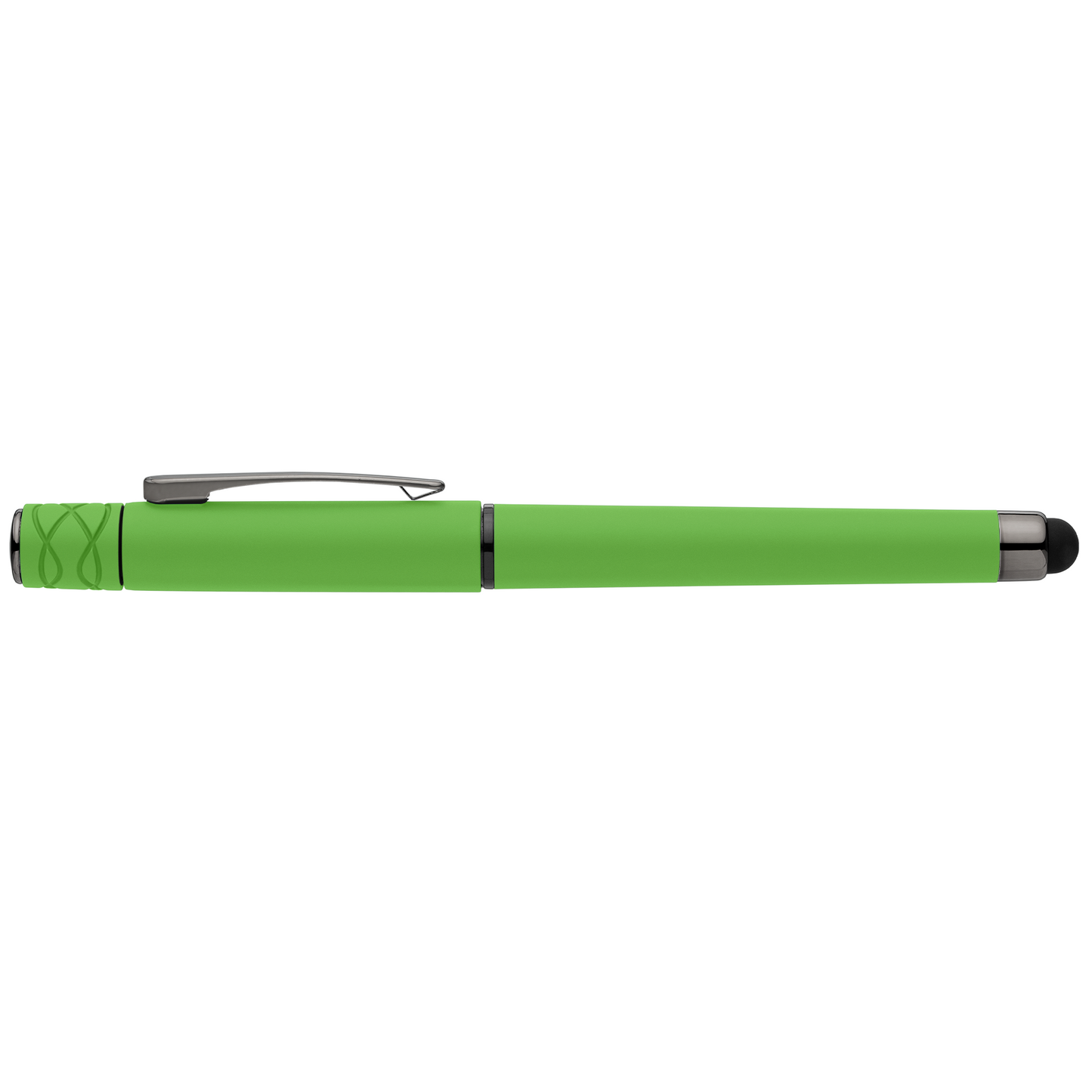 Tavi Recycled Plastic Fidget Spinner Stylus Gel Pen promotional pen in green printed with your company logo