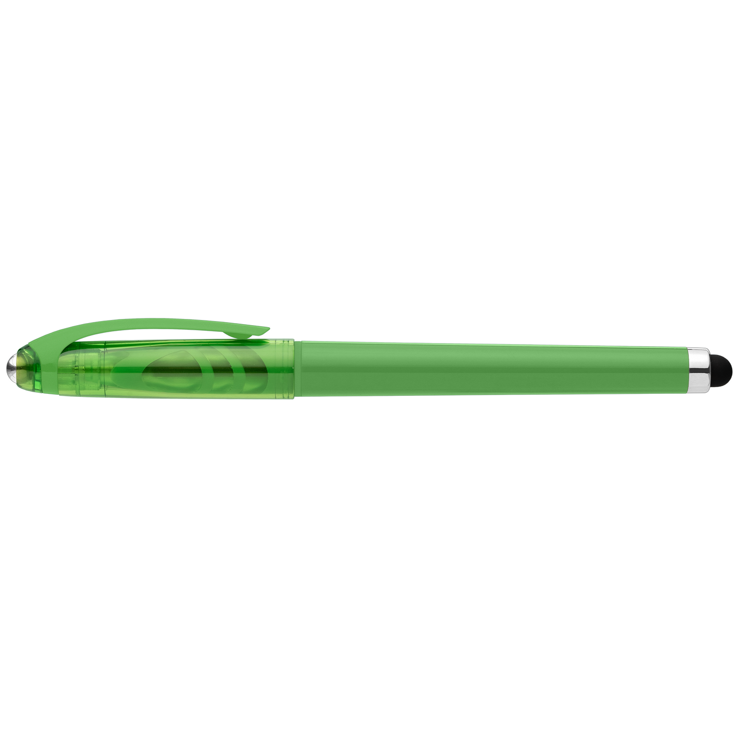 Prism Recycled Plastic Fidget Ball Stylus Gel Pen promotional pen in green printed with your company logo