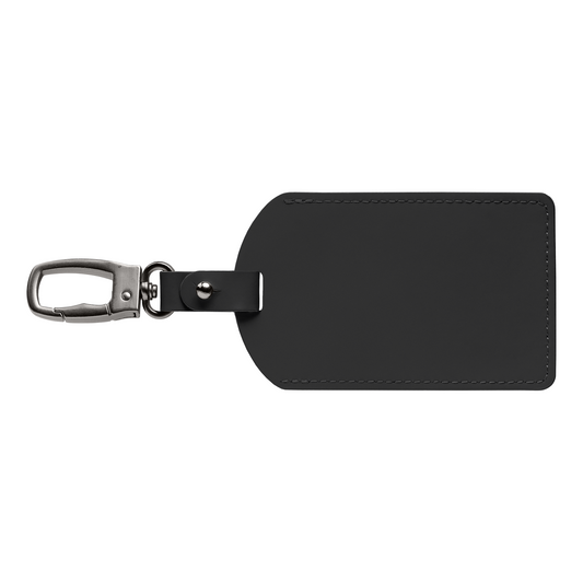 Malmö Recycled Metal Carabiner Luggage Tag promotional travel accessory in black printed with your company logo