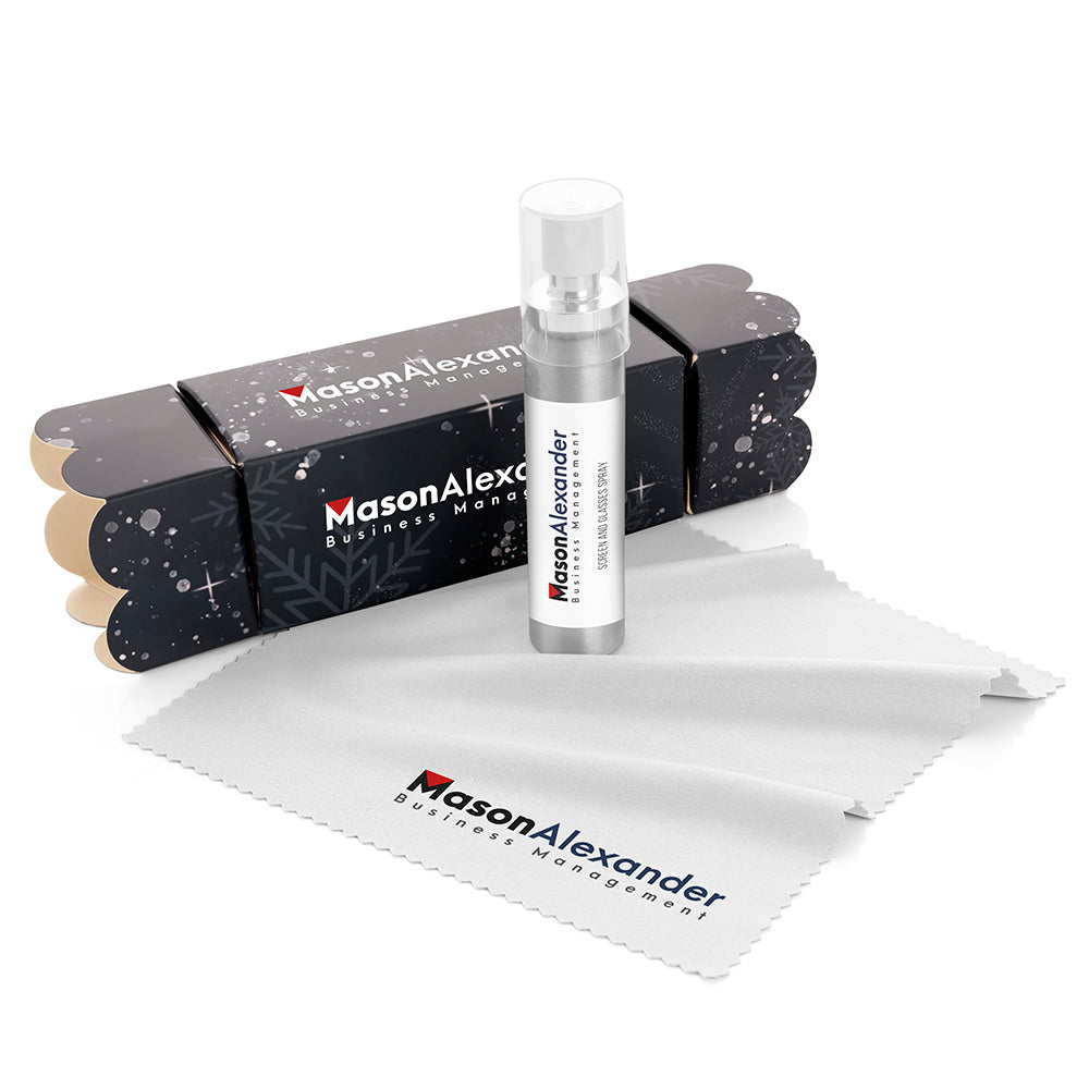 2 Piece Screen Cleaning Christmas Cracker Gift Set | Branded wellness gifts