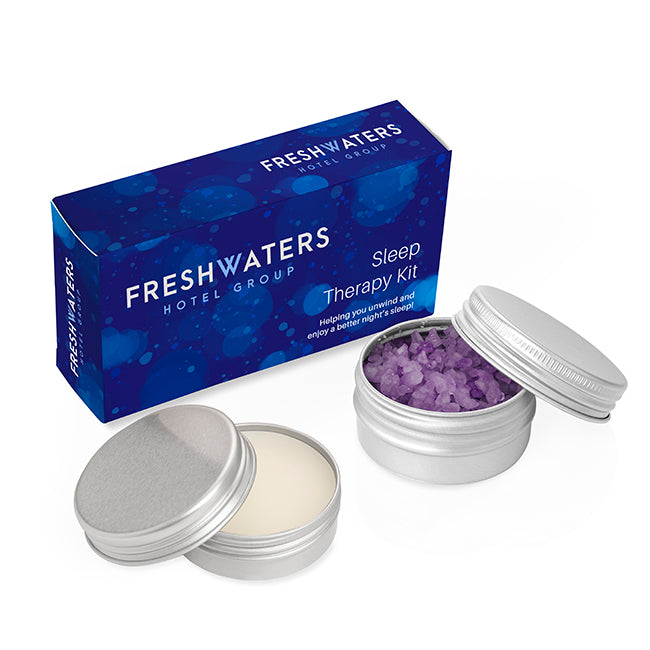 2-teiliges Einschlaf-/Entspannungstherapie-Set | Wellness-Geschenke mit Markenlogo