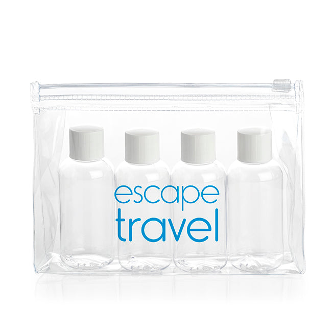 Pack de voyage de 5 pièces dans un sac en PVC | Cadeaux bien-être de marque