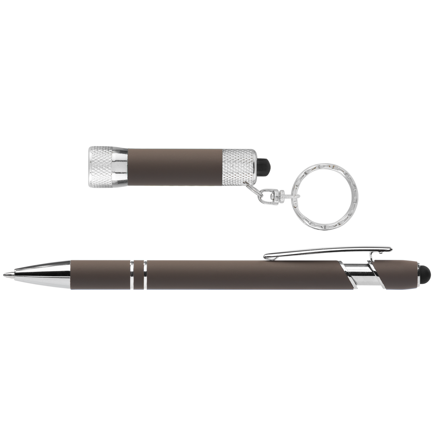 Prince Softy Gift Set with Window Box promotional pen in taupe laser engraved with your company logo