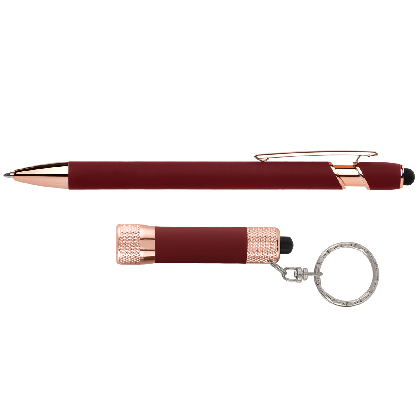 Prince Softy Rose Gold Gift Set with Window Box promotional pen in burgundy printed with your company logo
