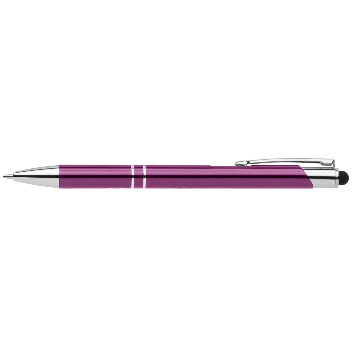 Crosby Shiny Pen with Top Stylus promotional pen in purple laser engraved with your company logo