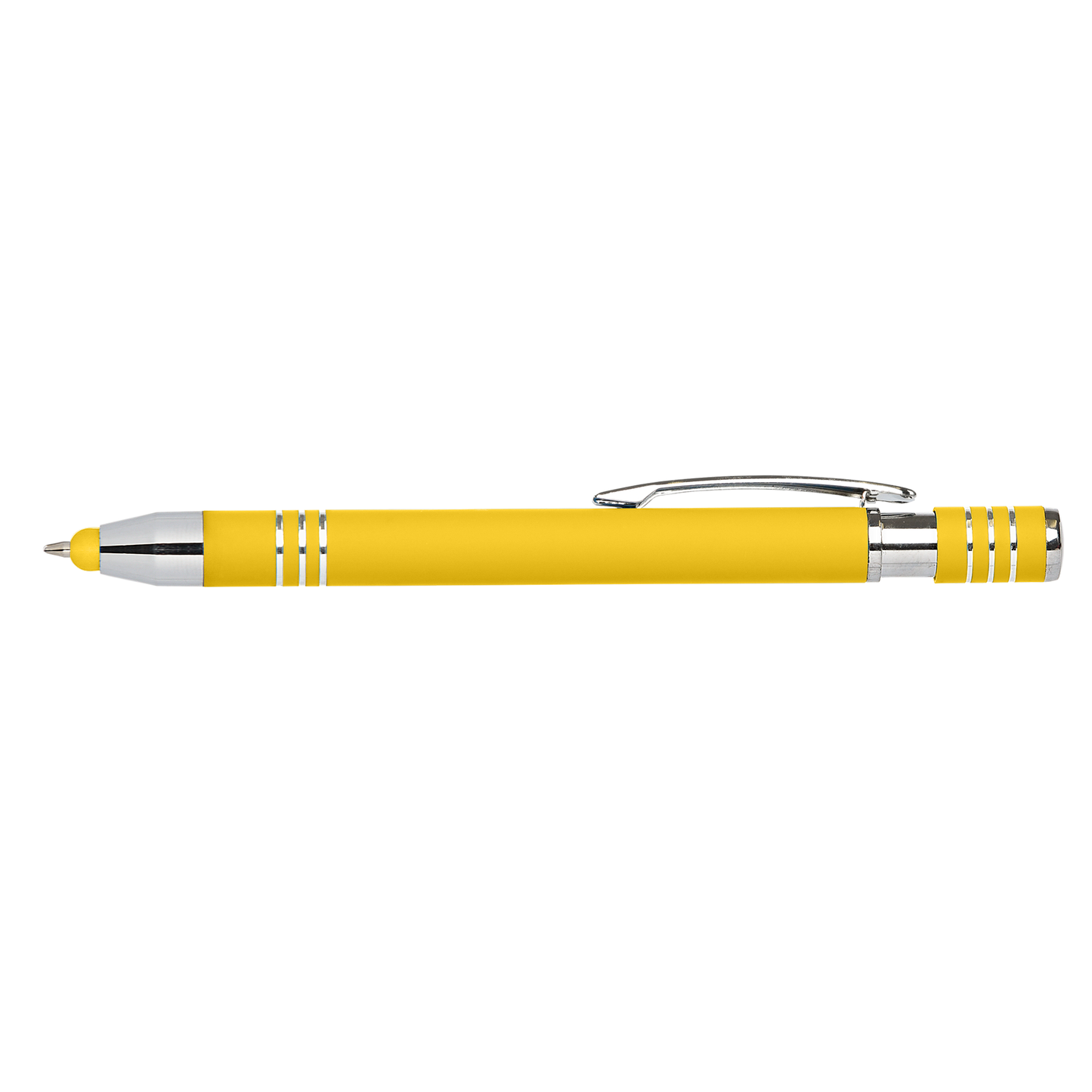 Morrison Softy Stylus Pen promotional pen in yellow laser engraved with your company logo