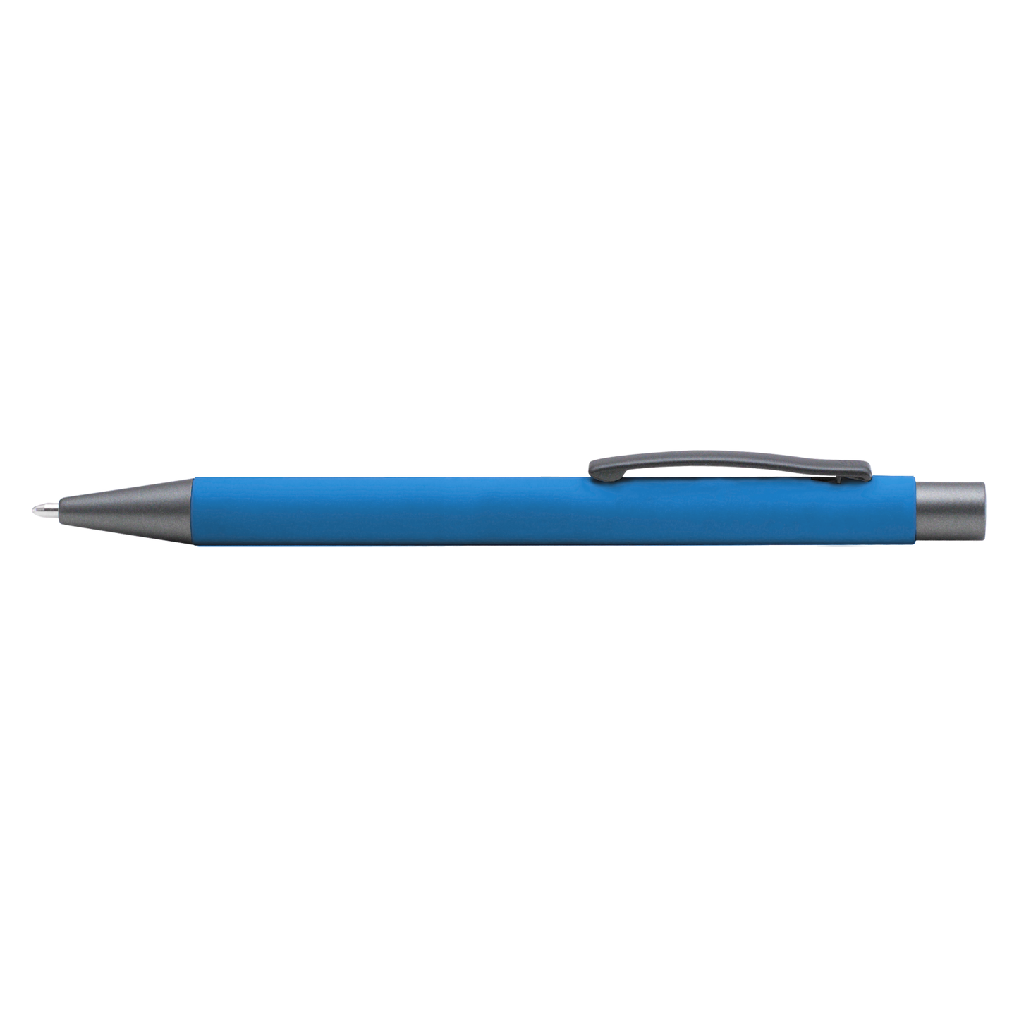 Bowie Softy Pen promotional pen in bleu process laser engraved with your company logo