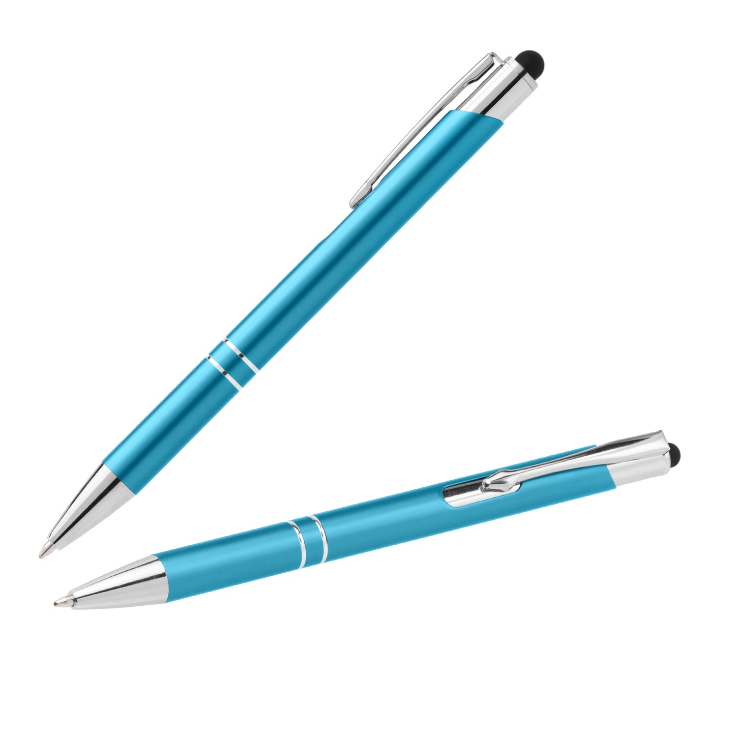 Crosby Matte Stylus Pen promotional pen in light blue laser engraved with your company logo