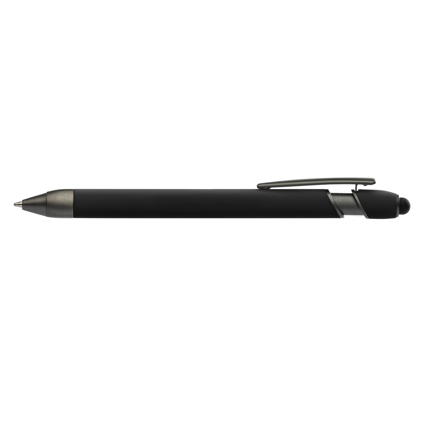 Prince Gunmetal Stylus promotional pen in black laser engraved with your company logo