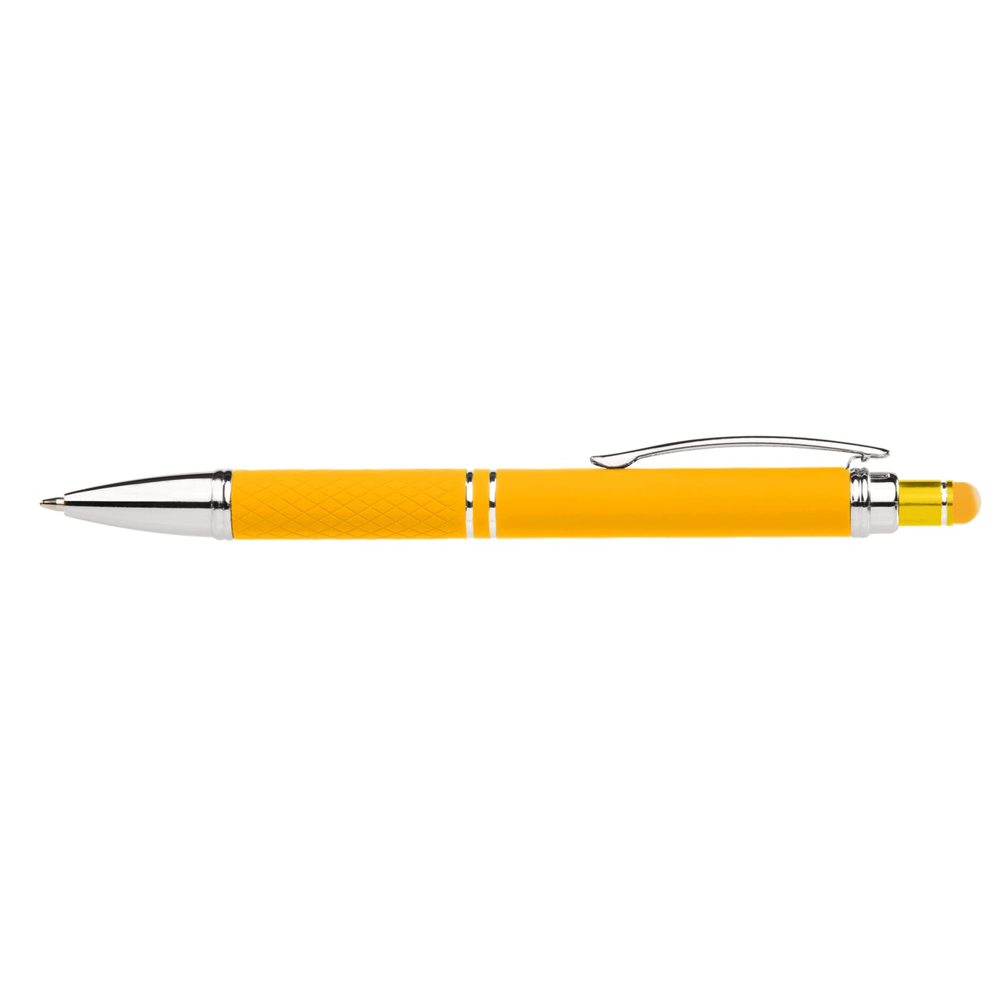 Phoenix Softy Brights with Stylus promotional pen in yellow laser engraved with your company logo