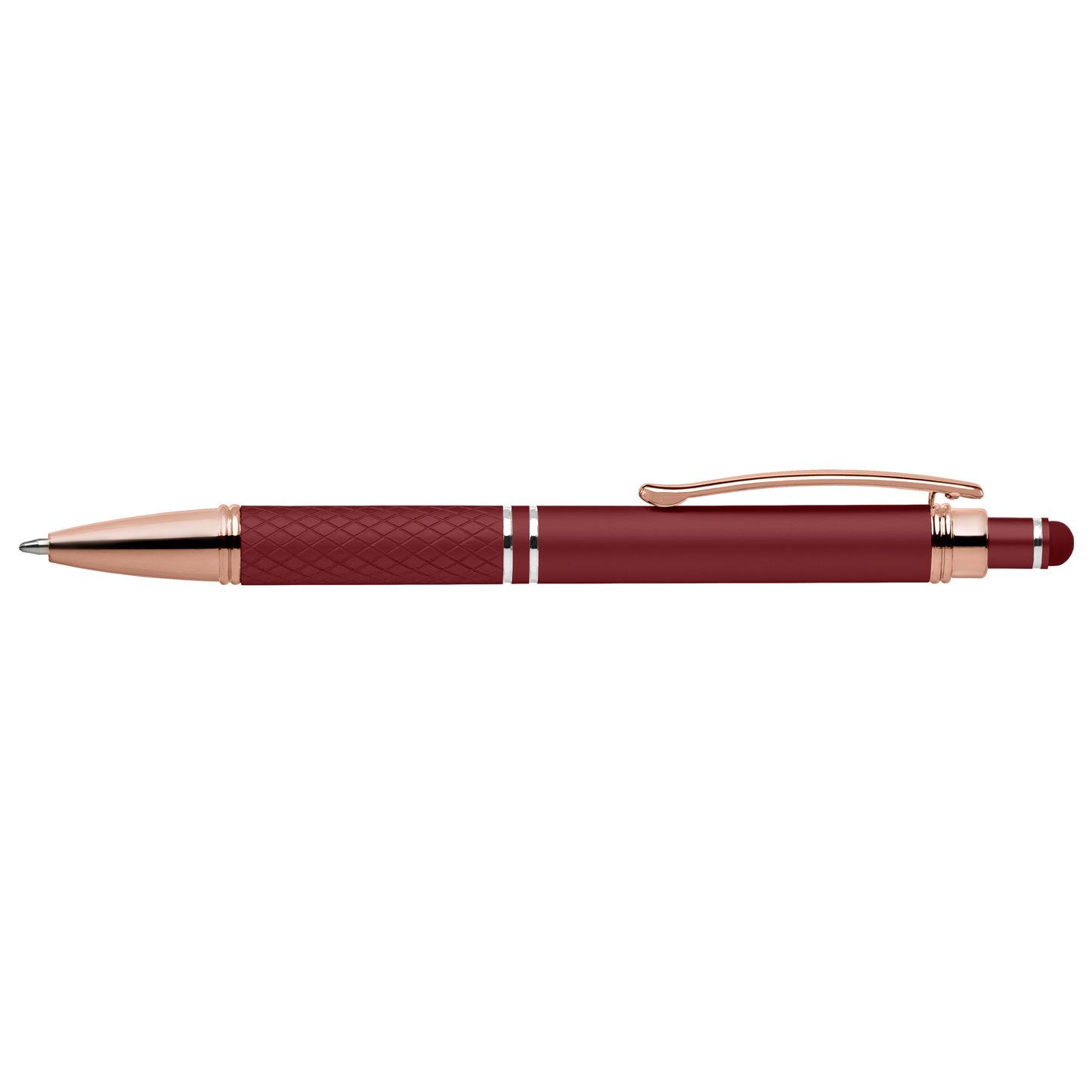 Phoenix Softy Rose Gold promotional pen in red laser engraved with your company logo