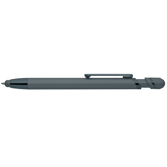 Atlantic Softy Metallic with Stylus promotional pen in navy blue printed with your company logo