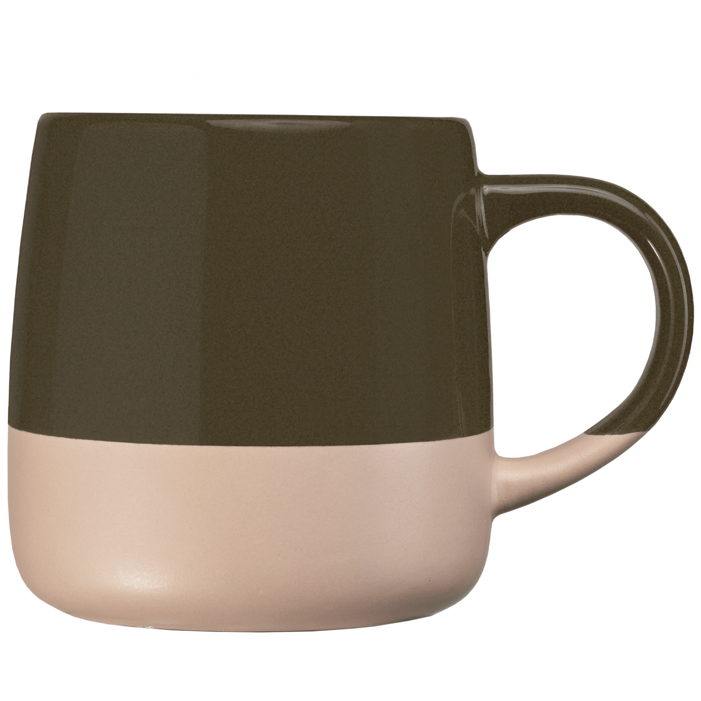 Atlas Ceramic Colour Block Mug promotional mug in dark green printed with your company logo