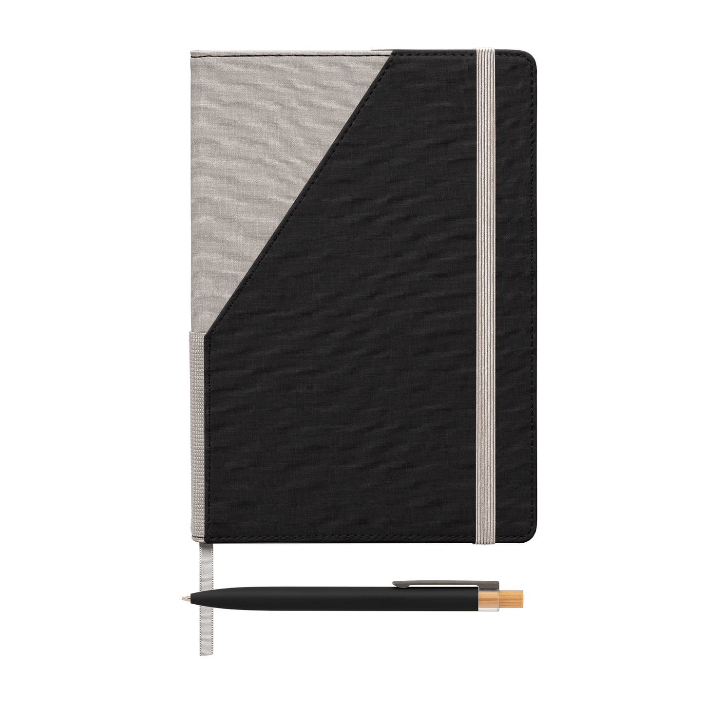 Xanadu Recycled PU Two-Tone Refillable Pen Set Notebook promotional notebook in dune printed with your company logo