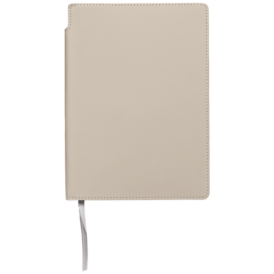Malmö Recycled Soft Cover Extended Journal promotional notebook in dune warm grey printed with your company logo