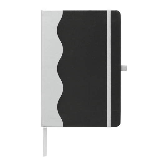 Grete Recycled Wave Pattern Journal promotional notebook in black printed with your company logo