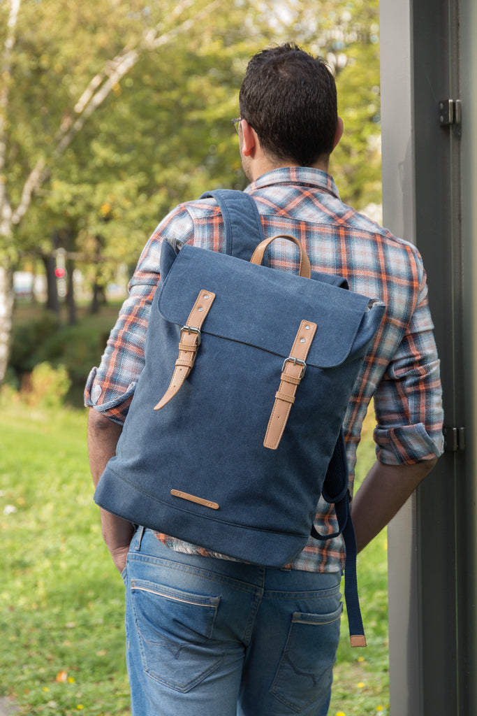 Canvas laptop backpack PVC free