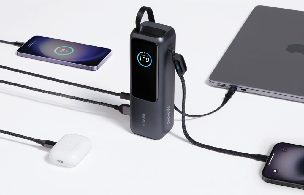 Anker Power Bank 25.000 mah 165W, Built-in retractable cable