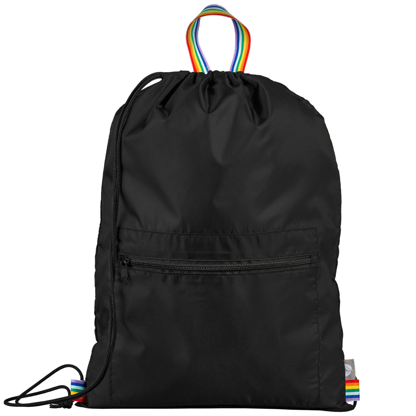 Spectrum Recycled Polyester Drawstring Bag promotional drawstring bag in black printed with your company logo