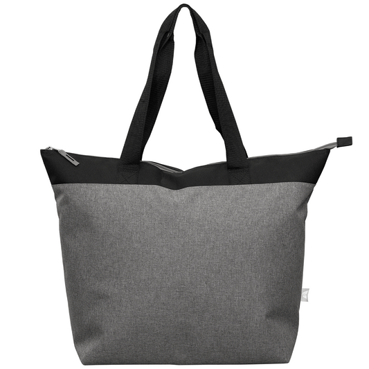 Metropolis 600D Recycled Polyester Zippered 44-can Cooler Tote Bag promotional cooler bag in gray printed with your company