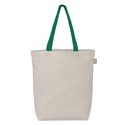 Tonga Recycled 5 oz Cotton Coloured Handle Shopping Tote Bag promotional tote bag in green printed with your company logo