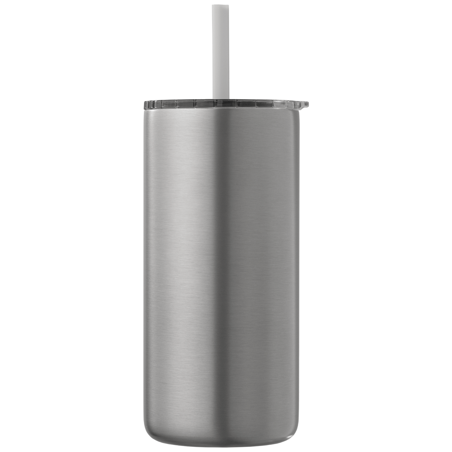 Borealis Recycled Stainless Steel Straw Tumbler promotional travel cup in chrome printed with your company logo