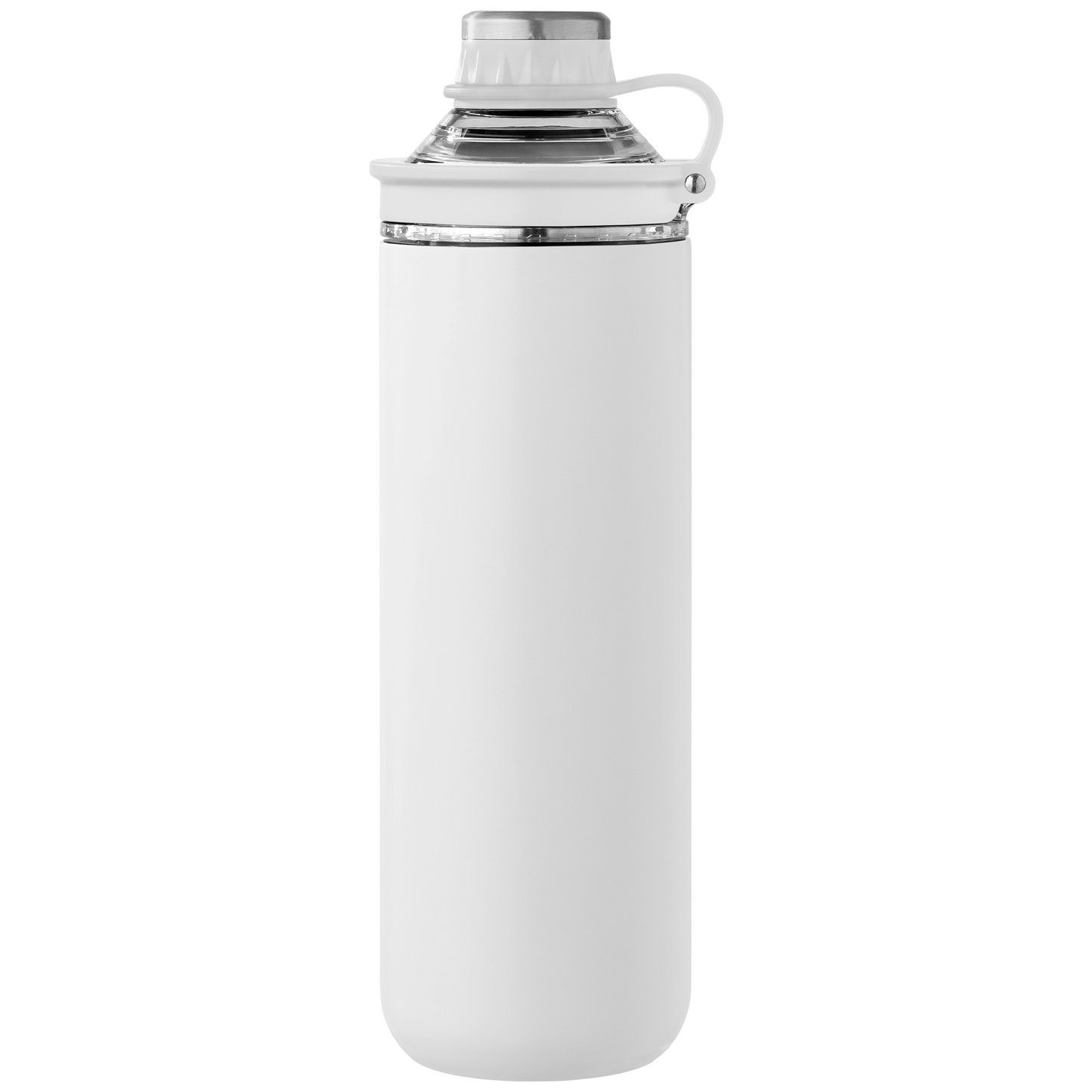 Oasis Recycled Stainless Steel Lid Handle Bottle promotional bottle in white laser engraved with your company logo