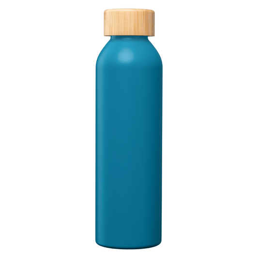 Eden Recycled Stainless Steel Bamboo Lid Water Bottle promotional bottle in turquoise laser engraved with your company logo