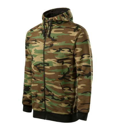 MALFINI CAMO ZIPPER Men's sweatshirt in camouflage brown - promotional clothing printed with your company logo