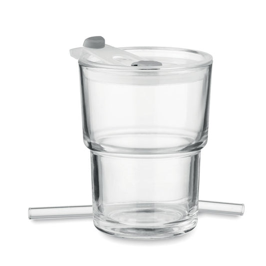 SIP - Bicchiere in vetro con cannuccia 400ml