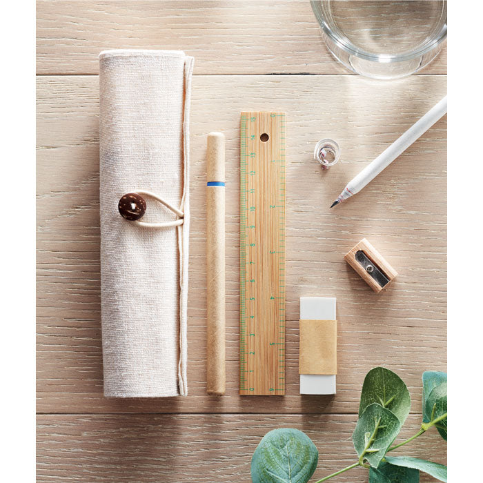 ECOSET - Set de papeterie sous pochette en coton
