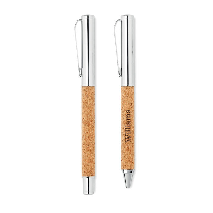 QUERCUS - Set de bolígraf de metall en caixa de suro