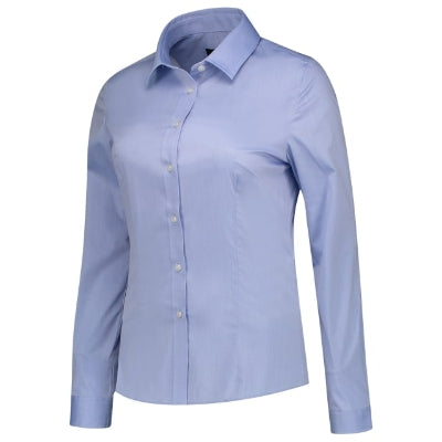 TRICORP FITTED STRETCH BLOUSE Women's shirt in blue - promotional clothing printed with your company logo