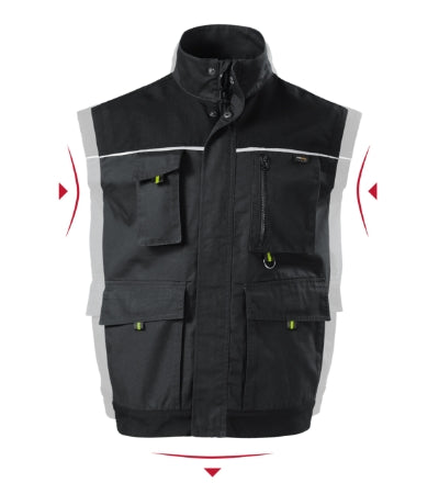RIMECK RANGER Men's work vest in ebony gray - promotional clothing printed with your company logo