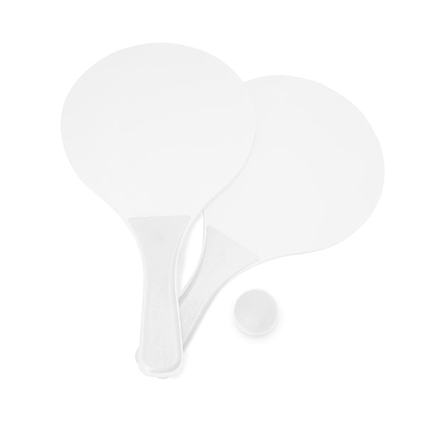 Stamina FEROE Wood and plastic beach racket set in white - promotional merchandise printed with your company logo