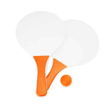 Stamina FEROE Wood and plastic beach racket set in orange - promotional merchandise printed with your company logo