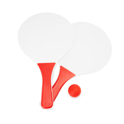 Stamina FEROE Wood and plastic beach racket set in red - promotional merchandise printed with your company logo