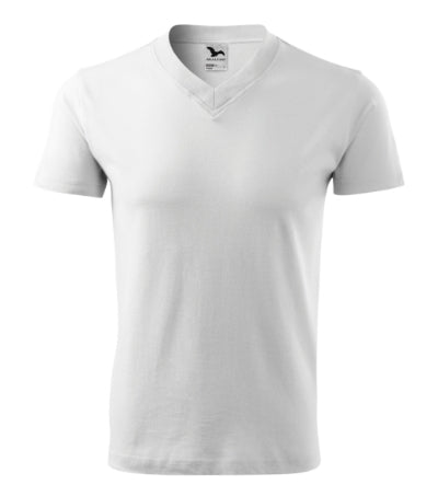 MALFINI V-NECK Unisex T-shirt in white - promotional clothing printed with your company logo