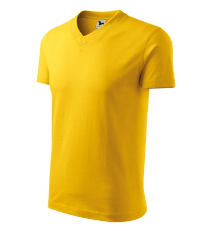 MALFINI V-NECK Unisex T-shirt in yellow - promotional clothing printed with your company logo